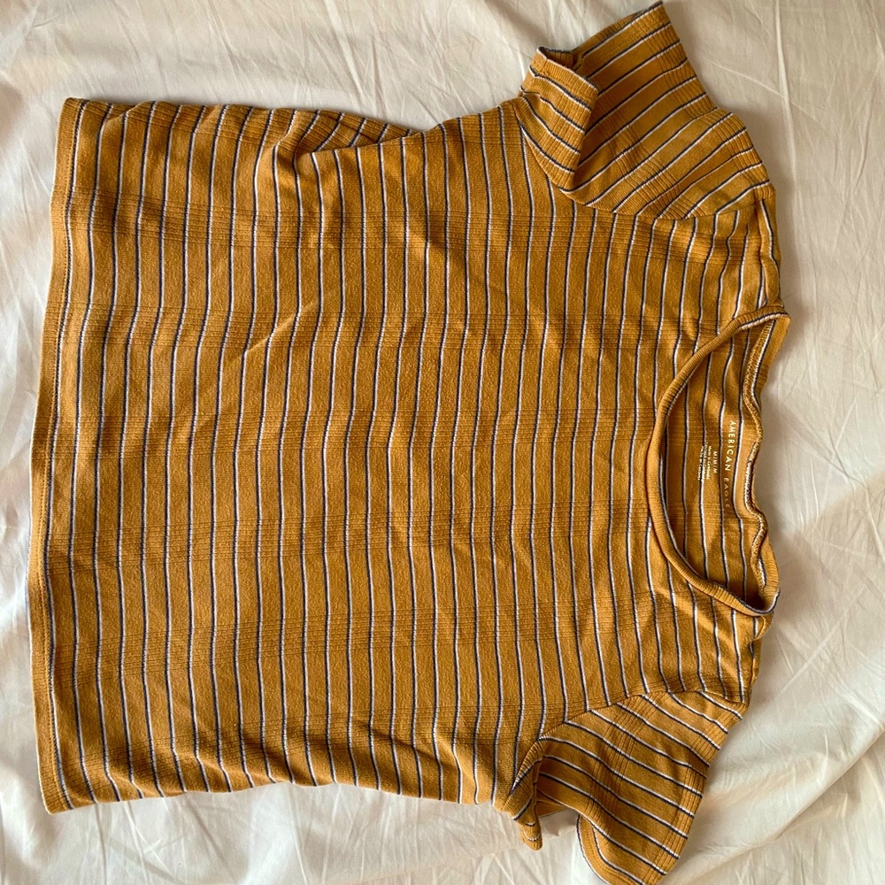 Yellow striped American Eagle t shirt size M.